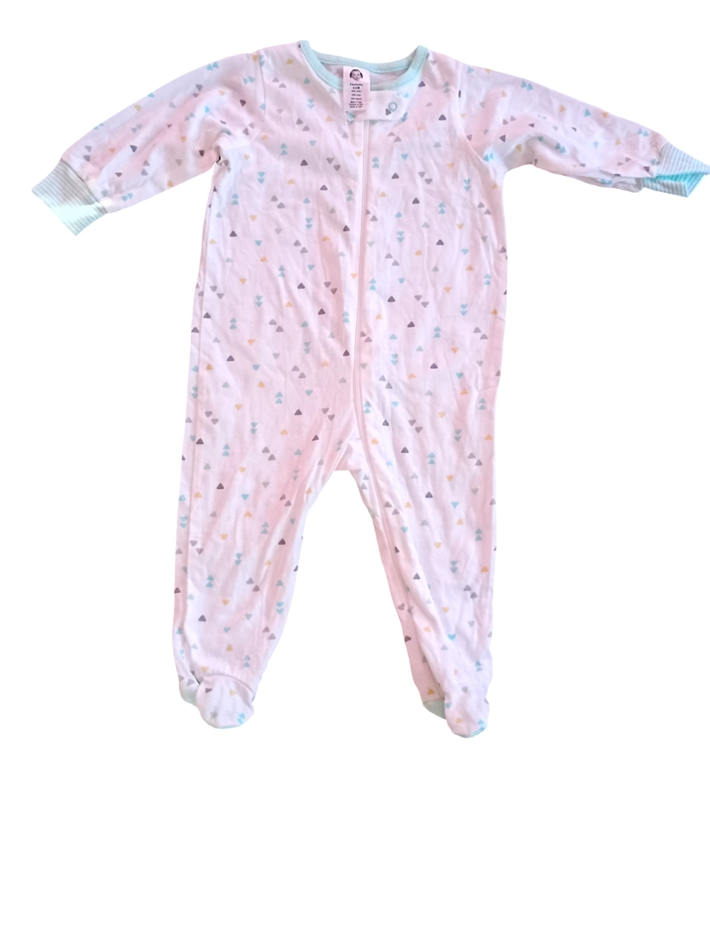 Unbranded Pink Triangle Print Footed One-Piece for Kids